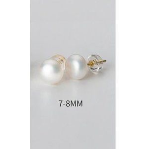 NEW S925 Sterling Silver White Pearl Stud Earrings